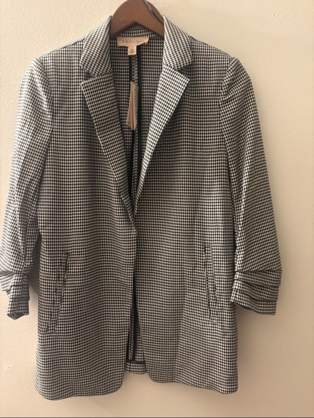 Philosophy Black and White Houndstooth Blazer Jacket